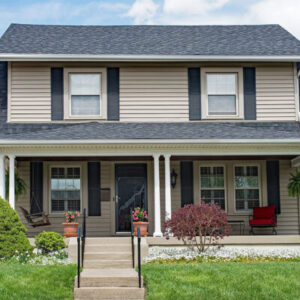 Front of home with green lawn